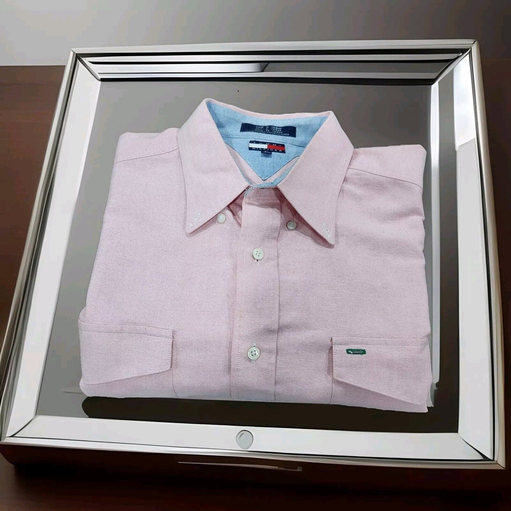 Tommy Hilfiger Mens Shirt XL Long Sleeves Botton Down Pockets Logo